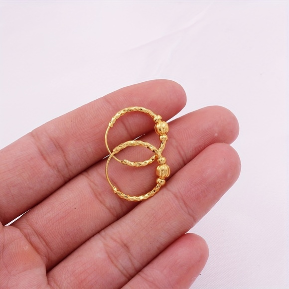 Gold Plated Vintage-Style Creative Tiny Hoop Earrings - Picture 2 of 6